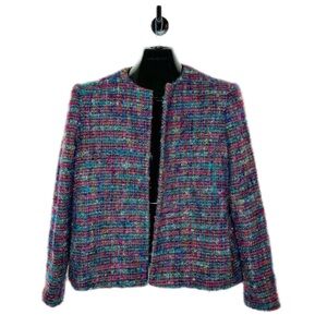 VINTAGE Mohair Made in USA Structured Boucle Knit Multicolored Blazer XL Size 14